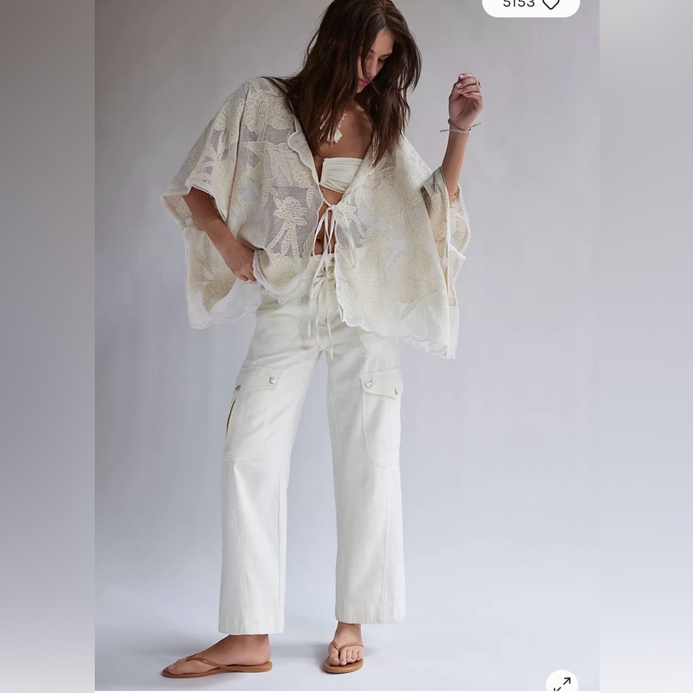Free People Cream Wide-Leg Pants